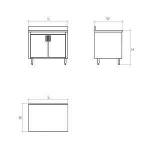 Neutral Work Counter (wHinged Doors)