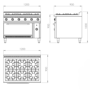 6 Burner Gas stove with oven