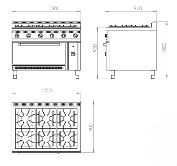 6 burner gas stove with oven